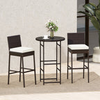 Outdoor Bar Set with 2 Wicker Bar Stools and Table - 3-Piece