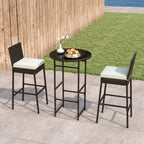 Outdoor Bar Set with 2 Wicker Bar Stools and Table - 3-Piece