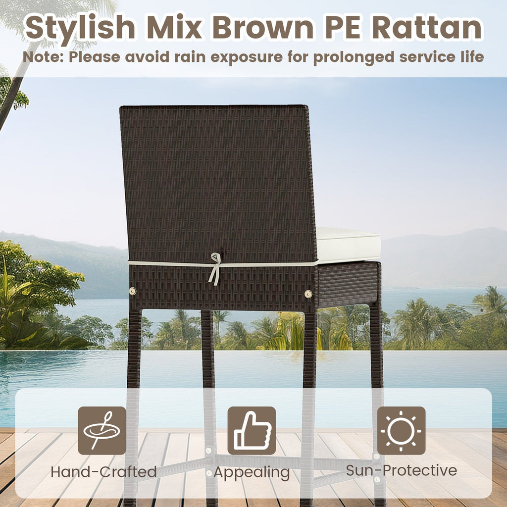 Outdoor Bar Set with 2 Wicker Bar Stools and Table - 3-Piece