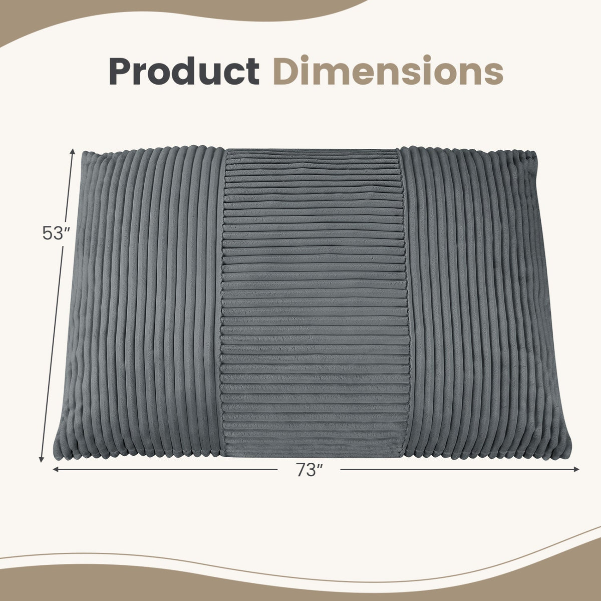 3-in-1 Convertible Bean Bag Chair with Corduroy Fabric