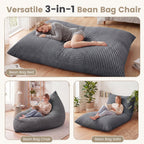 3-in-1 Convertible Bean Bag Chair with Corduroy Fabric