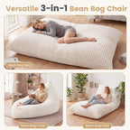 3-in-1 Convertible Bean Bag Chair with Corduroy Fabric