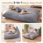 3-in-1 Convertible Bean Bag Chair with Corduroy Fabric