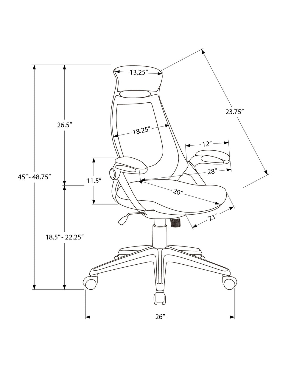 Adjustable High-Back Office Chair with Flip-Up Armrests