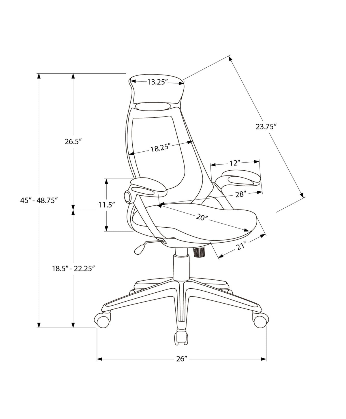 Adjustable High-Back Office Chair with Flip-Up Armrests