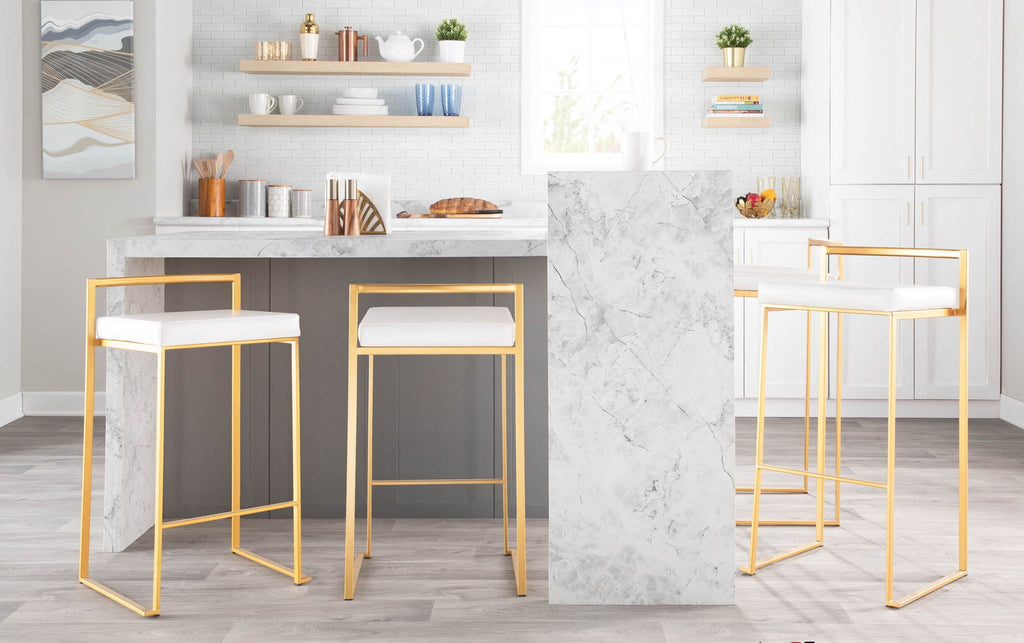 Fuji Contemporary Stackable Bar Stools, 2 or 3 Pieces