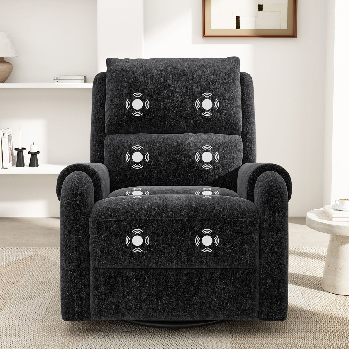 Swivel Rocker Recliner with 8-Mode Massage and Side Pocket