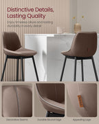 Bar Stools Set Of 2, 28.7 Inch Bar Height With Back, Coffee Brown