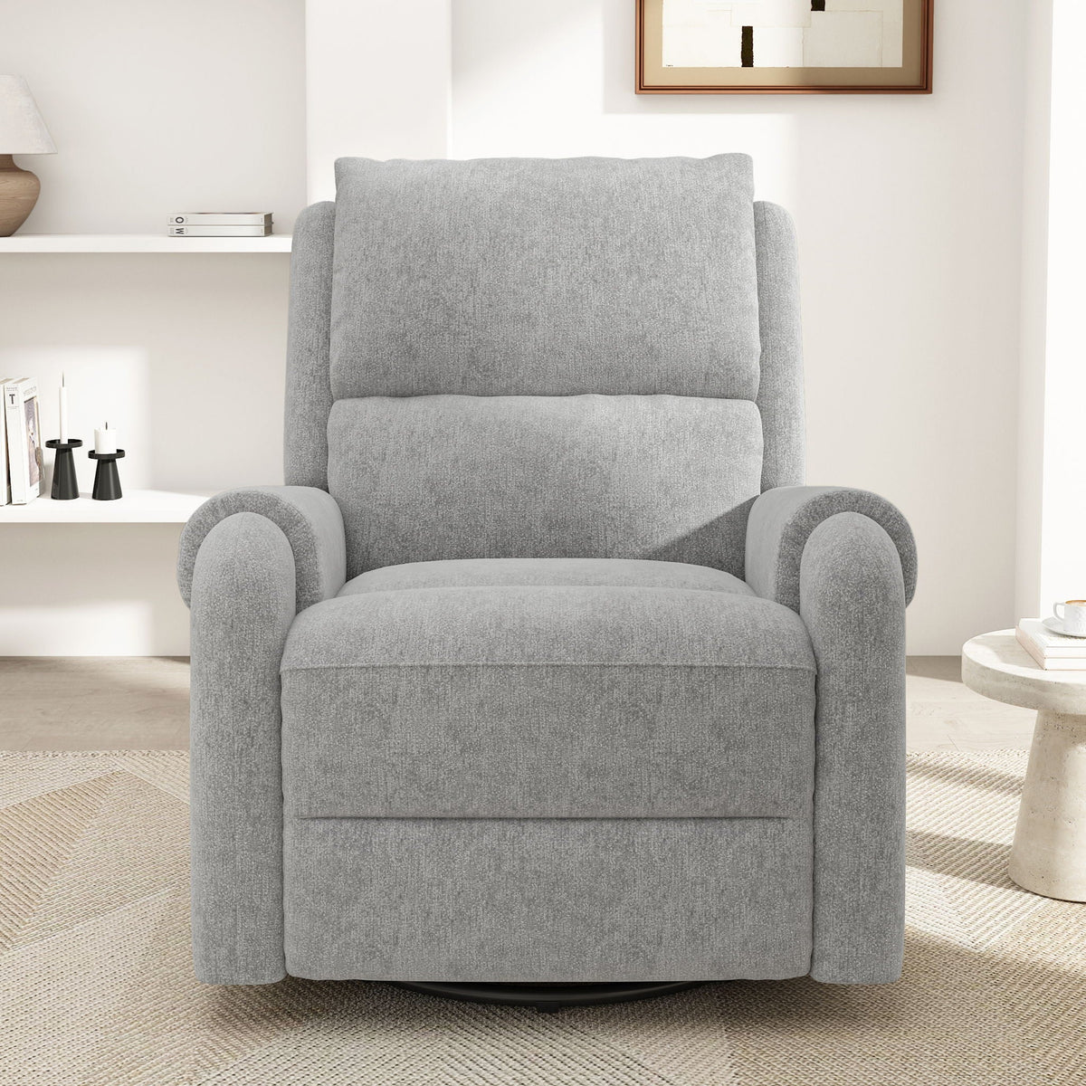 Swivel Rocker Recliner with 8-Mode Massage and Side Pocket