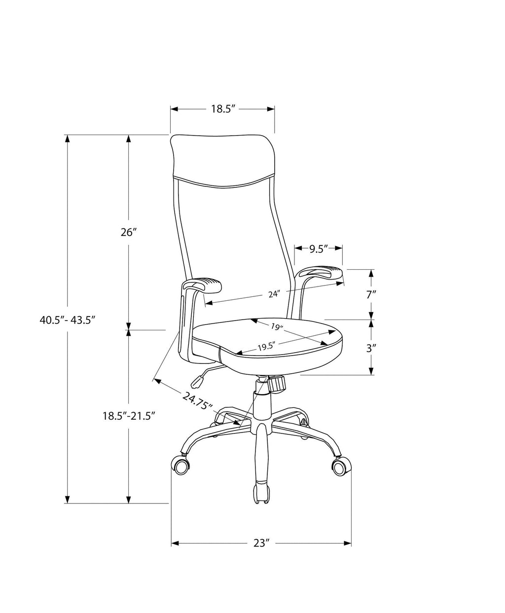 Adjustable High-Back Office Chair with Fixed Armrests