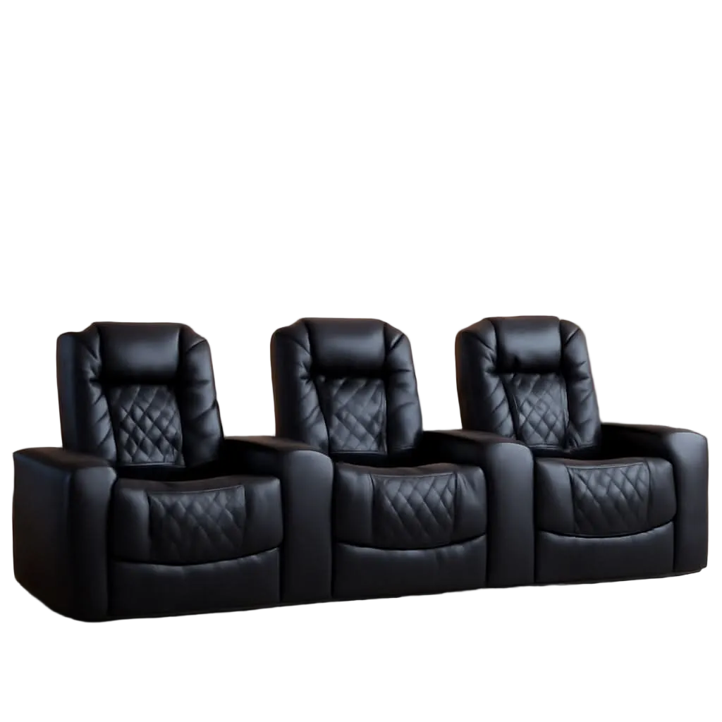 Black PU Leather Power Recliners with USB, Set of 3