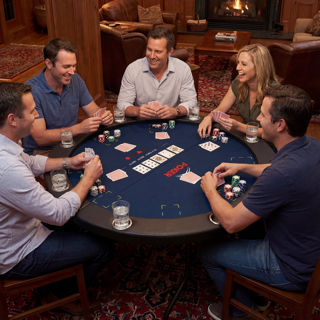 48" Foldable Poker Table with 8 Cup Holders and Padded Edges