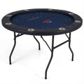 48" Foldable Poker Table with 8 Cup Holders and Padded Edges