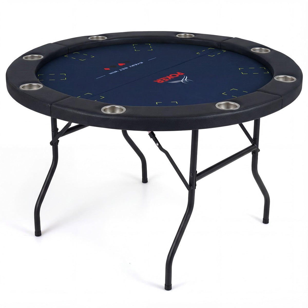 48" Foldable Poker Table with 8 Cup Holders and Padded Edges