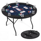 48" Foldable Poker Table with 8 Cup Holders and Padded Edges
