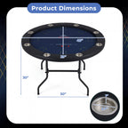 48" Foldable Poker Table with 8 Cup Holders and Padded Edges