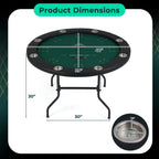 48" Foldable Poker Table with 8 Cup Holders and Padded Edges