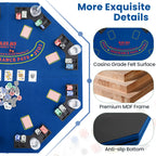 48" Foldable Poker Tabletop with Cup Holders & Chip Trays
