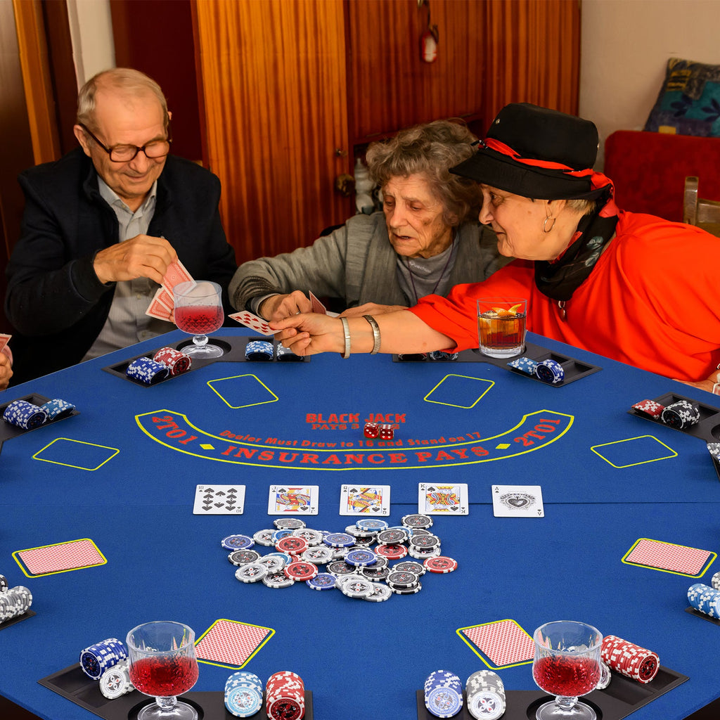 48" Foldable Poker Tabletop with Cup Holders & Chip Trays