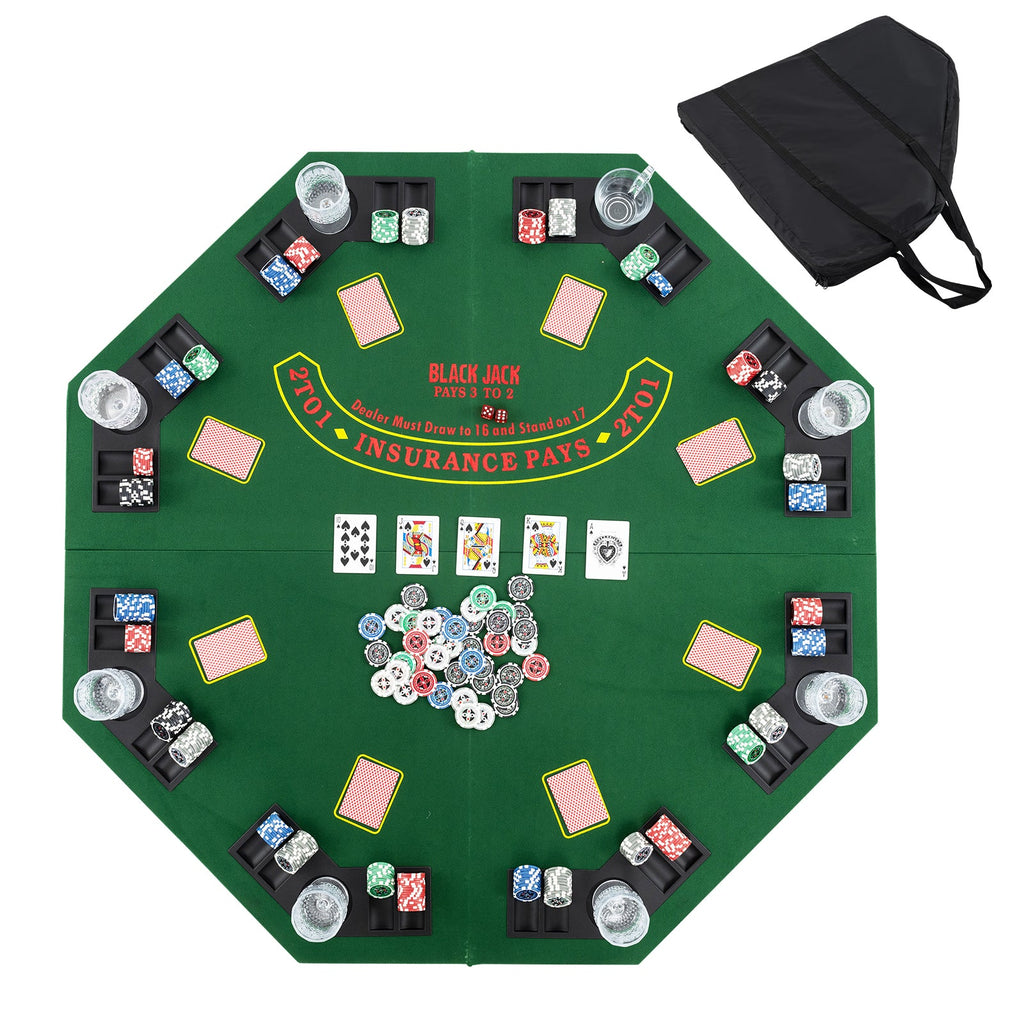 48" Foldable Poker Tabletop with Cup Holders & Chip Trays