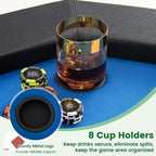 48" Foldable Poker Table with Padded Rails and Cup Holders