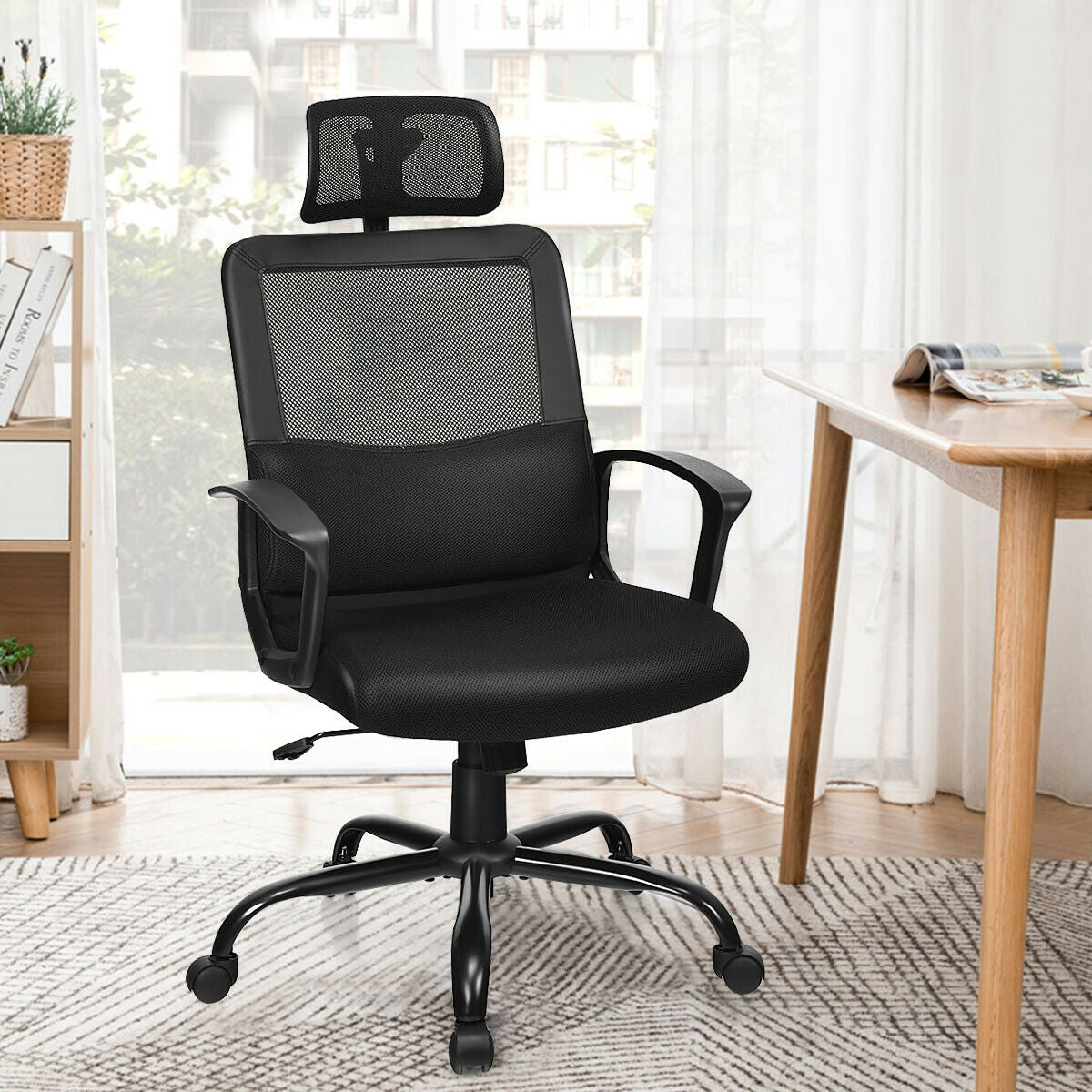High-Back Mesh Office Chair with Adjustable Headrest