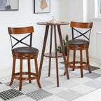 Swivel Bar Stools with Rubber Wood Legs - Set of 2