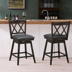 2-Piece Swivel Counter-Height Bar Stools with Rubberwood Legs