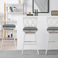 2-Piece Swivel Counter-Height Bar Stools with Rubberwood Legs