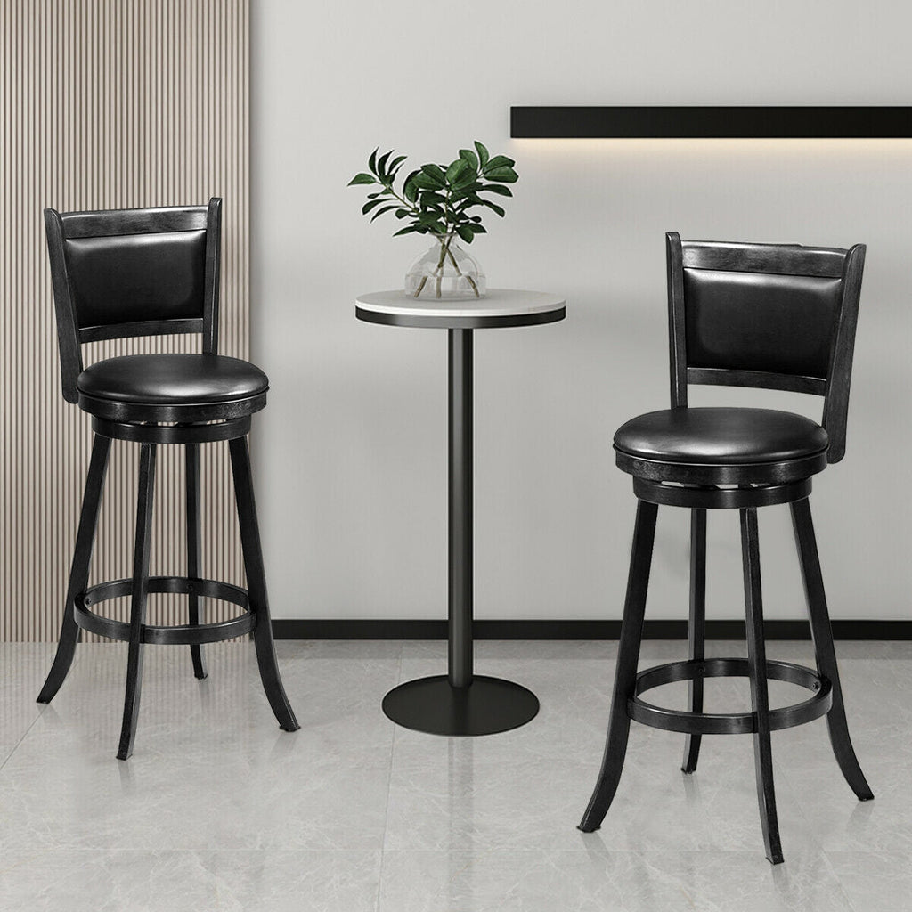 2-Piece Swivel Bar Stools with Hardwood Frame