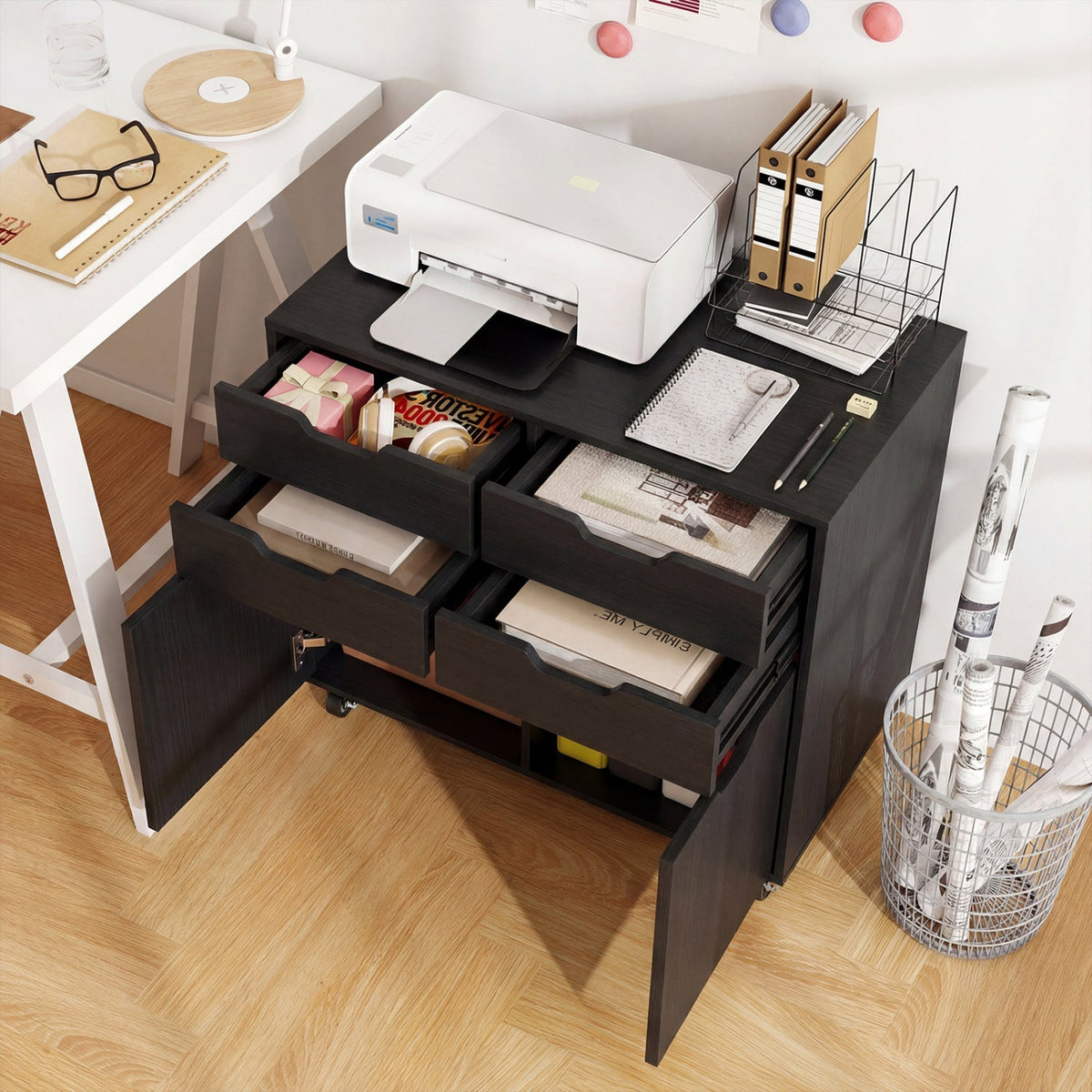 2-Piece Counter-Height Swivel Bar Stools with PVC Upholstery
