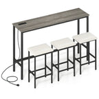 4 Pieces Counter Height Bar Table with Power Outlet with 3 Padded Stools