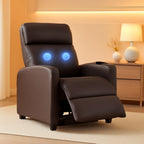 Leather Brown Recliner Chair Massage With Lumbar Support