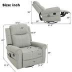 Manual Recliner Chair with 270° Swivel, Massage & Heating
