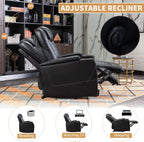 Power Recliner Chair Set Of 3 Black Leather With USB Ports