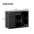 51.2" Modern Fluted Bar Cabinet with Fridge Compartment