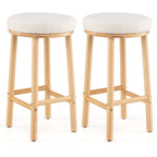 2-Piece White Boucle Upholstered Bar Stools