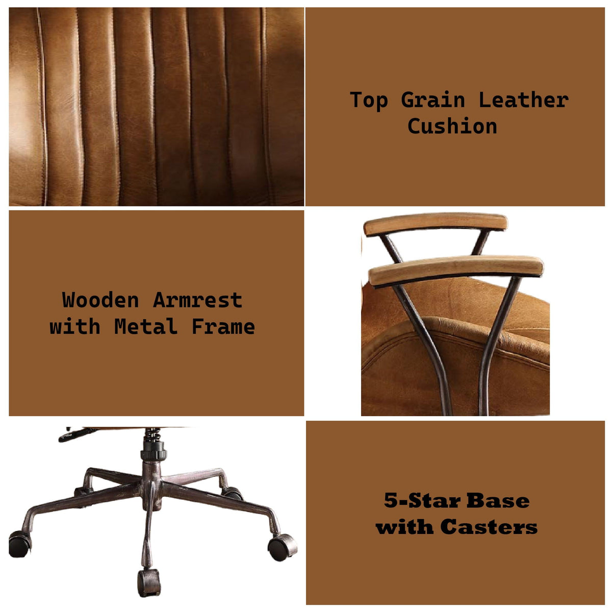 Hamilton Adjustable Top-Grain Leather Swivel Office Chair