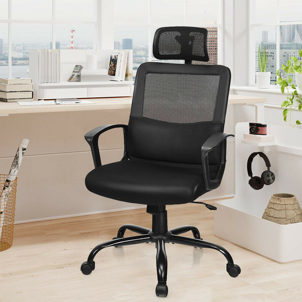High-Back Mesh Office Chair with Adjustable Headrest