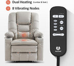 Large Dual Motor Power Lift Recliner With Massage And Heat