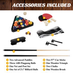 7' Pool Table, 3-In-1 Dining Top & Table Tennis with Game Accessories & Rolling Storage Caddy Prescott