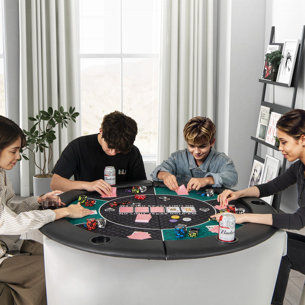 48" Foldable Poker Tabletop with Cup Holders & Carrying Bag