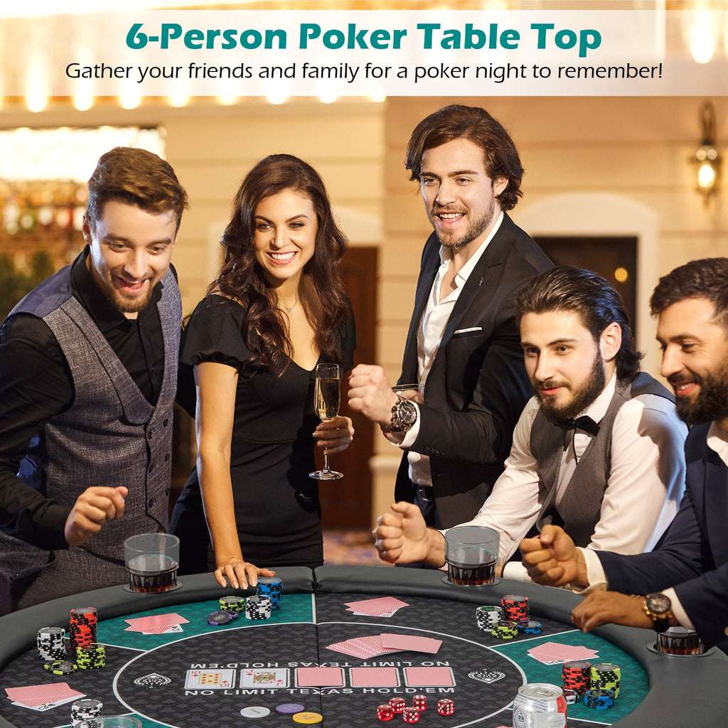 48" Foldable Poker Tabletop with Cup Holders & Carrying Bag
