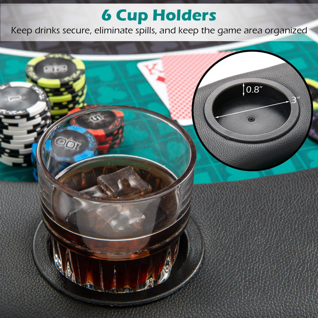 48" Foldable Poker Tabletop with Cup Holders & Carrying Bag
