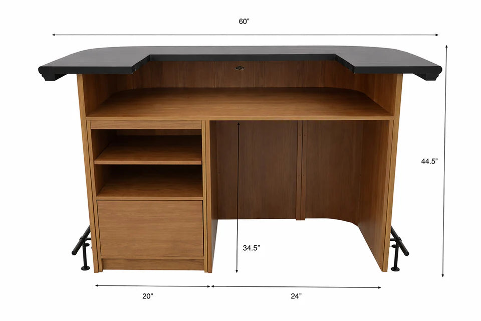 Prohibition Series 60" Cocktail Bar, Matte Walnut / Black by RAM Game Room