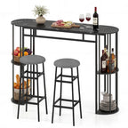 Dining Table with 2 Upholstered Bar Stools and Faux Marble Top