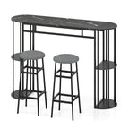 Dining Table with 2 Upholstered Bar Stools and Faux Marble Top