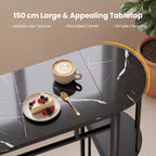 Dining Table with 2 Upholstered Bar Stools and Faux Marble Top