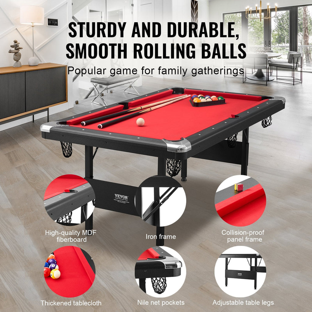 VEVOR 6.3 ft Folding Pool Table | Accessories Included