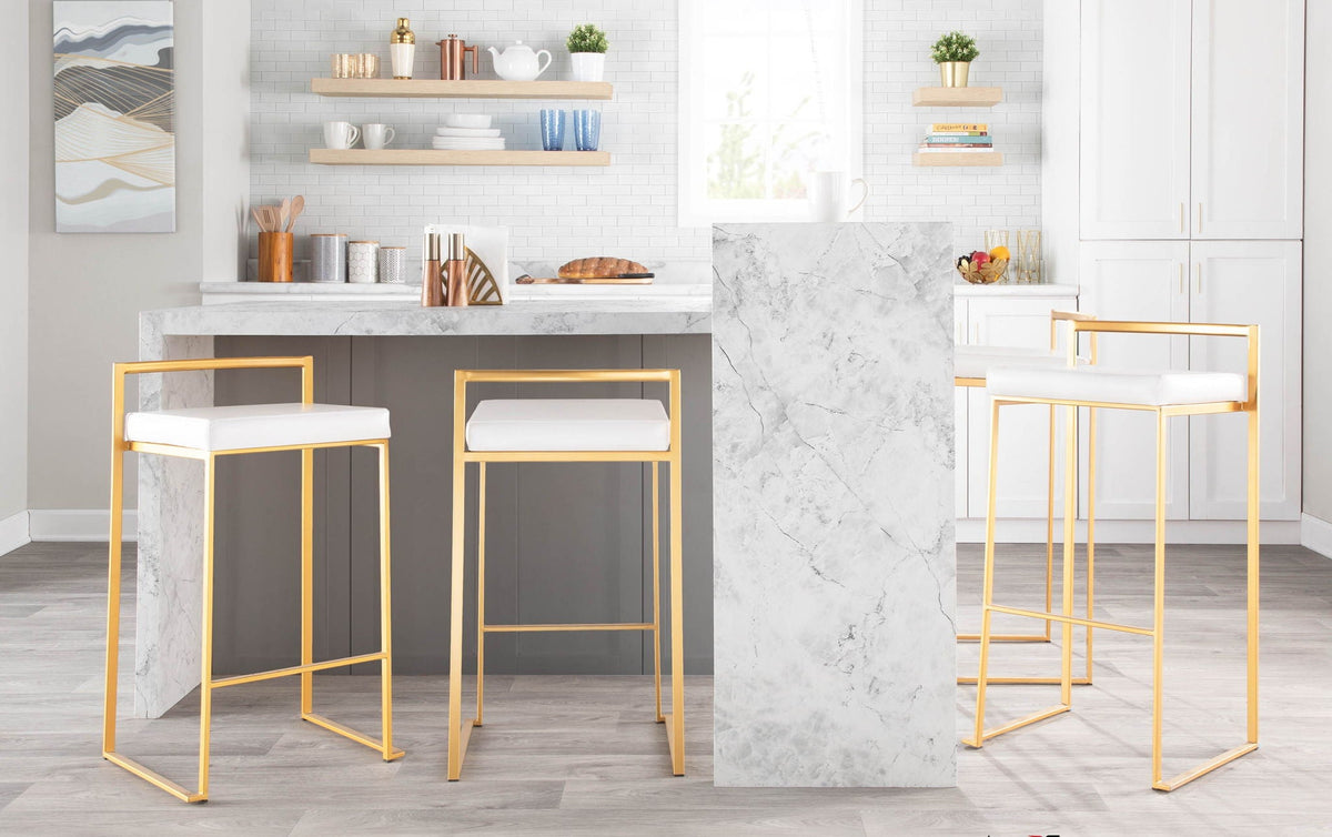 Fuji Contemporary Stackable Bar Stools, 2 or 3 Pieces
